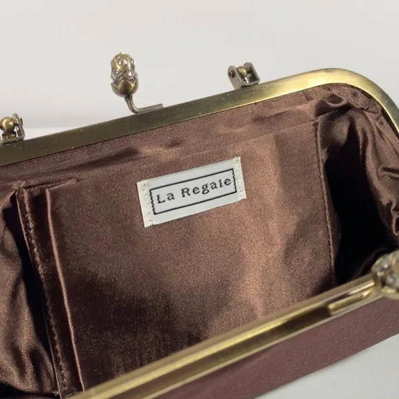 Vintage LA REGALE, Mocha Brown Frame Purse - Picture 3 of 4